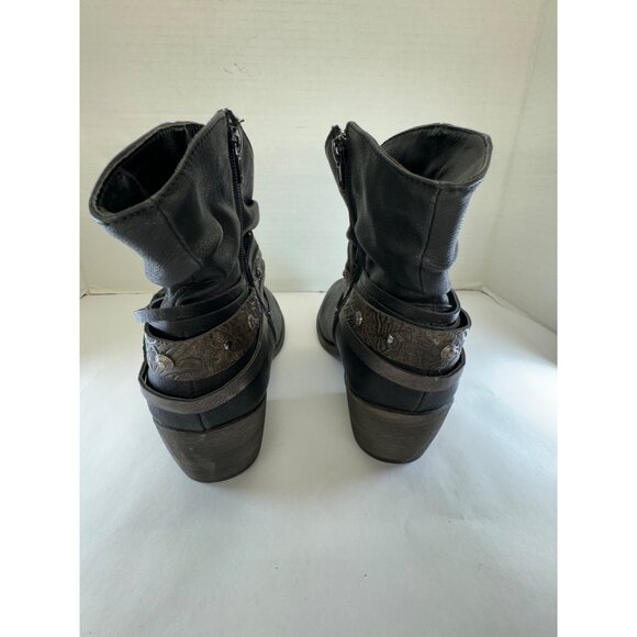 Maurices Womens 9M Black Ankle Boots With Decorative Straps & Zipper Closure - Picture 9 of 16